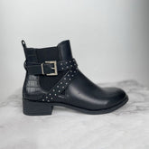 Western Strappy Leather Ankle Boots Oshnow